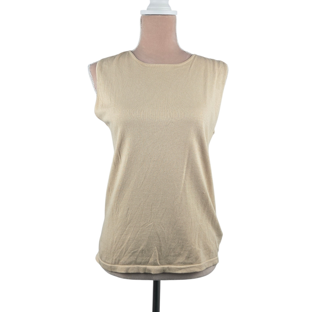 Lauren Ralph Lauren LRL Silk Blend Sleeveless Sweater Shell Beige Size M